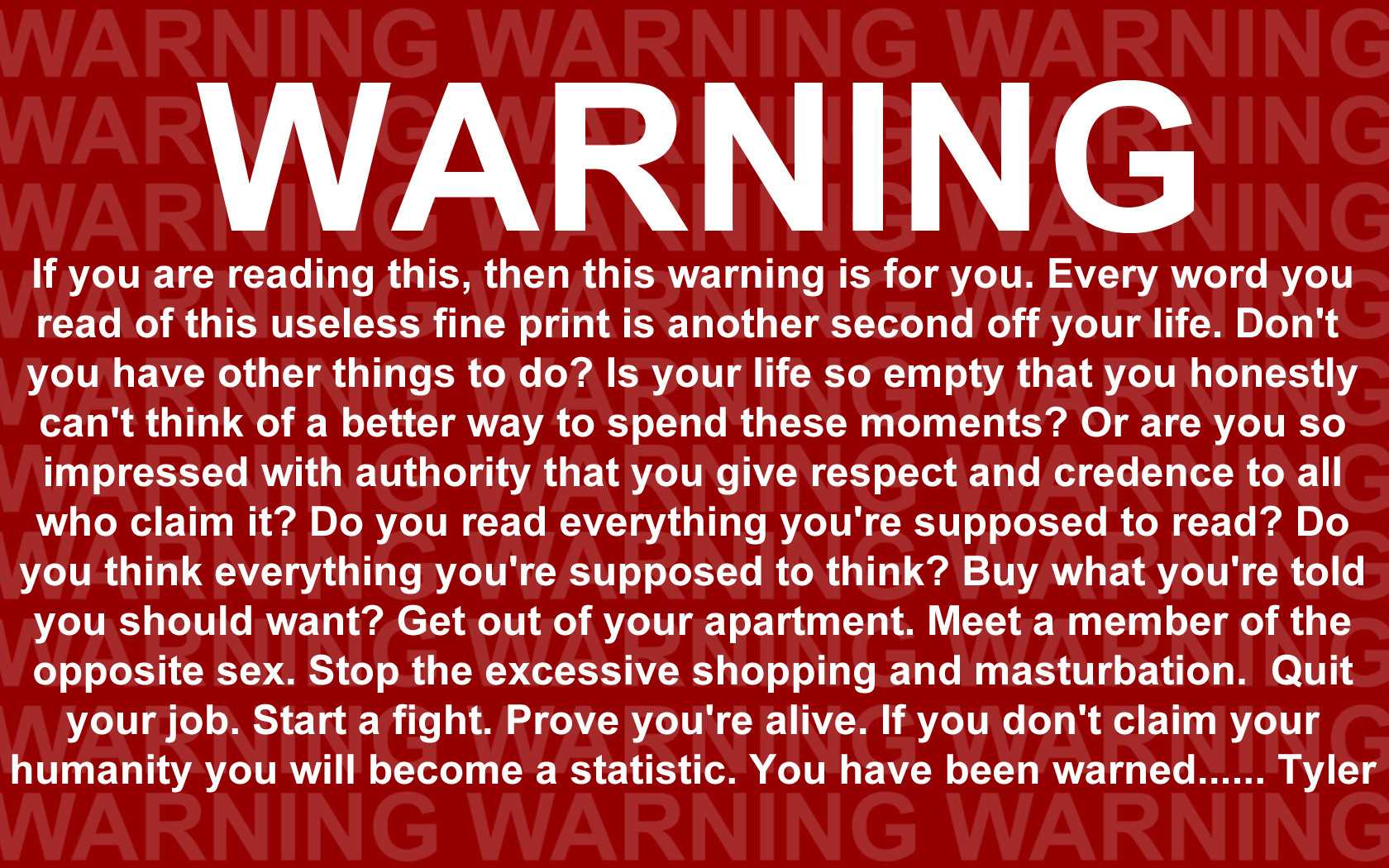 Tyler durden quotes from the movie fight club