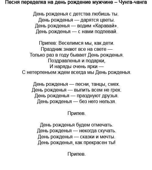 Песни переделки на день рождения и юбилей мужчине, женщине, любимой, жене, коллеге, брату, девушке от подруг