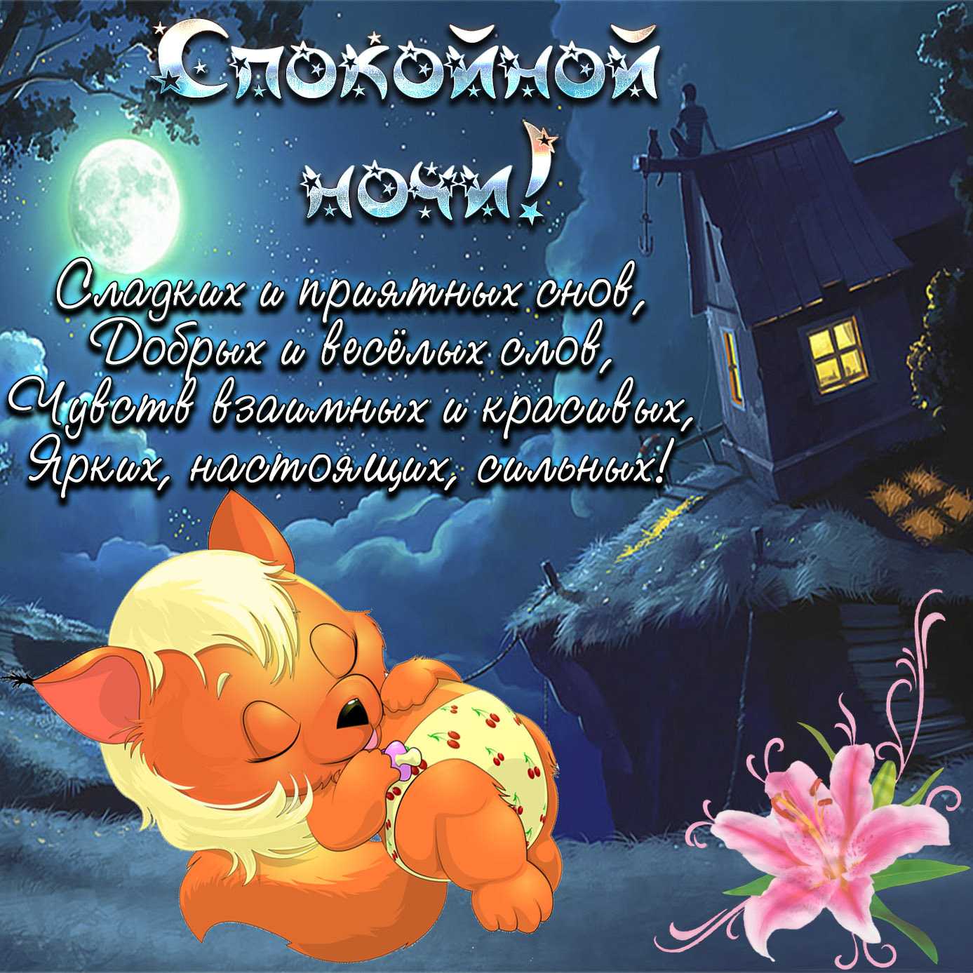 Прикольные пожелания на ночь, короткие, в стихах, в прозе, картинки