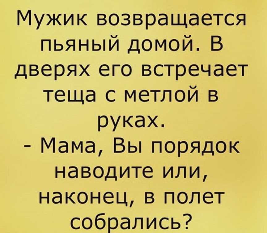 Анекдоты про тёщу, зятя, мужа, жену, их жизнь и отношения