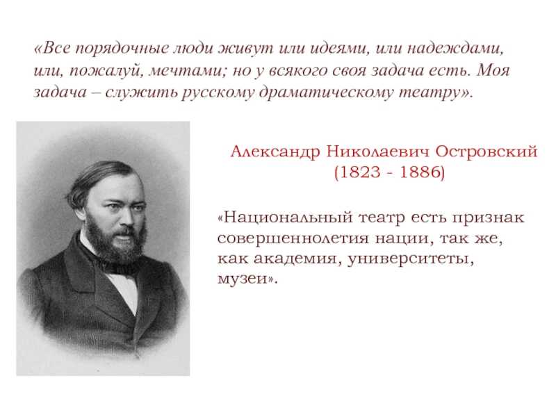 Афоризмы и цитаты из популярных произведений островского а.н.